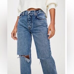 Revolve Grlfrnd Helena Distressed Women's Jeans Breakdown Button fly Size 29